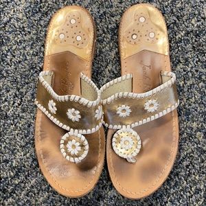 Jack Rogers Palm Beach Gold/White Sandal size 10